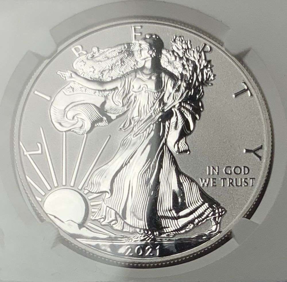 2021-W American Silver Eagle Type 1 NGC Reverse PR70 First Day Of Issue: Winner shall receive the exact coin shown here. (MR/B)