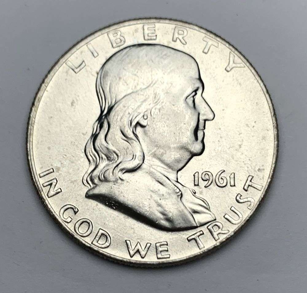 1961-D Franklin Silver Half Dollar MS67: Winner shall receive the exact coin shown here. (NH/B)