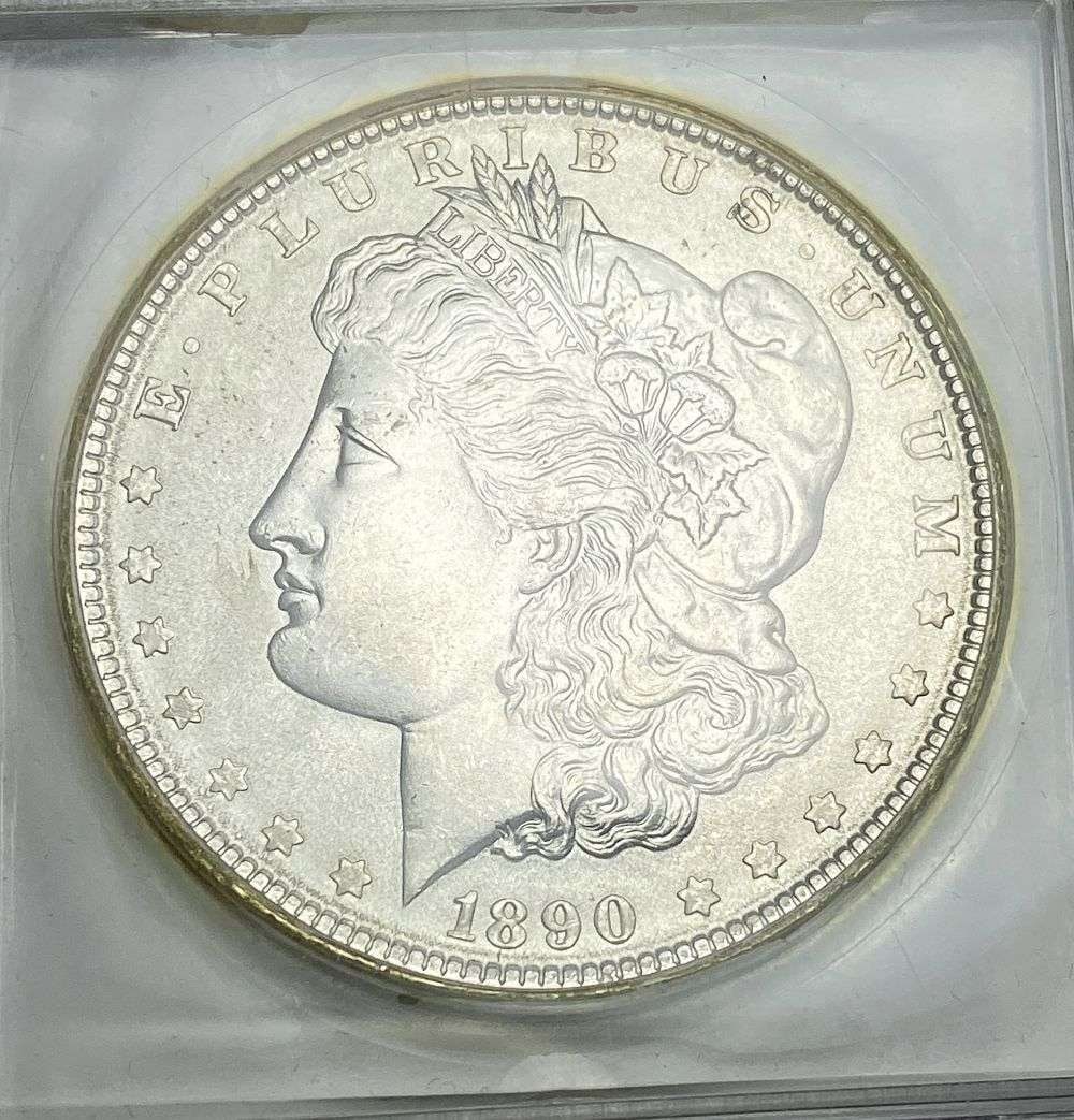 1890 Morgan Silver Dollar MS66: IMPORTANT NOTE: We do not agree with the grade provided with this "off-brand" grading company. Winner shall receive the exact coin shown here. (RR)