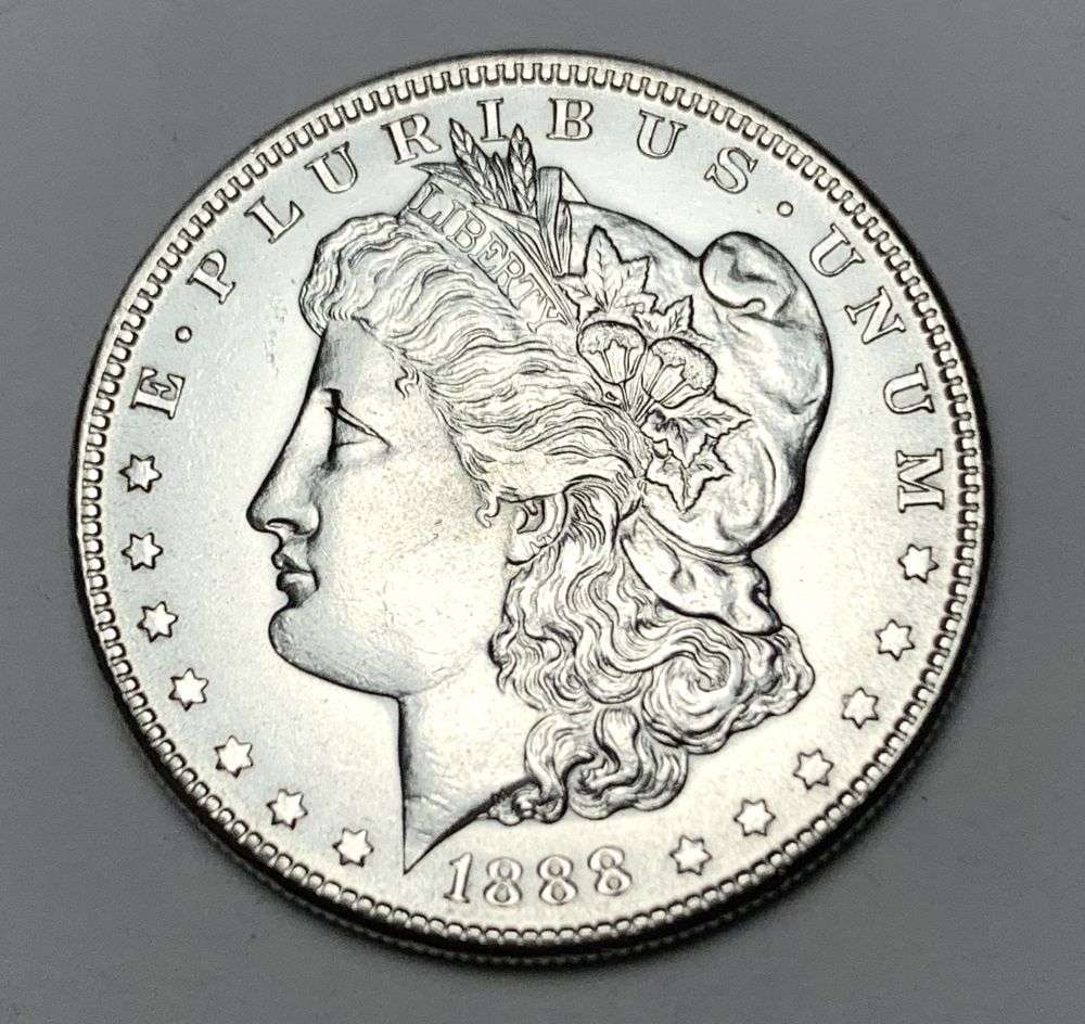 Rare Date 1888-S Morgan Silver Dollar AU58 Details: Winner shall receive the exact coin shown here. (NH)