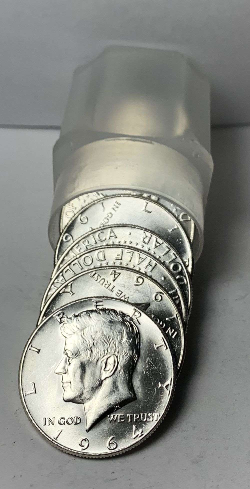 Last Minute! Mint Condition Roll (10) 1964 Kennedy Silver Half Dollar: Winner shall receive the exact roll (10-coins) shown here. (MR/B)