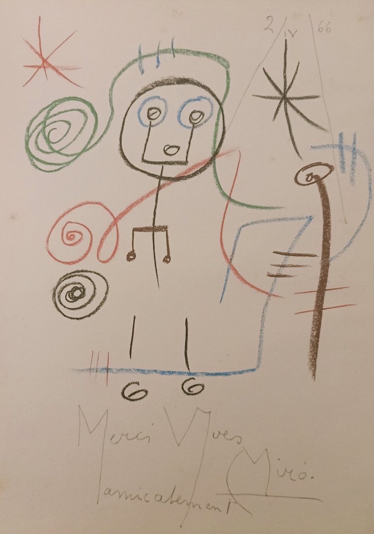 Joan Miró original drawing signed and dated 1966 (1 of 1)