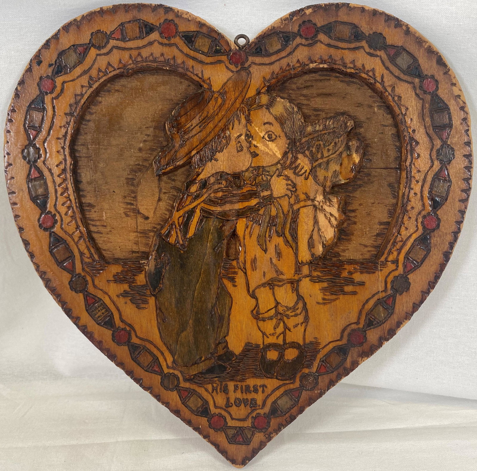Antique Folk Art Wood Carved Plaque (1 of 4)