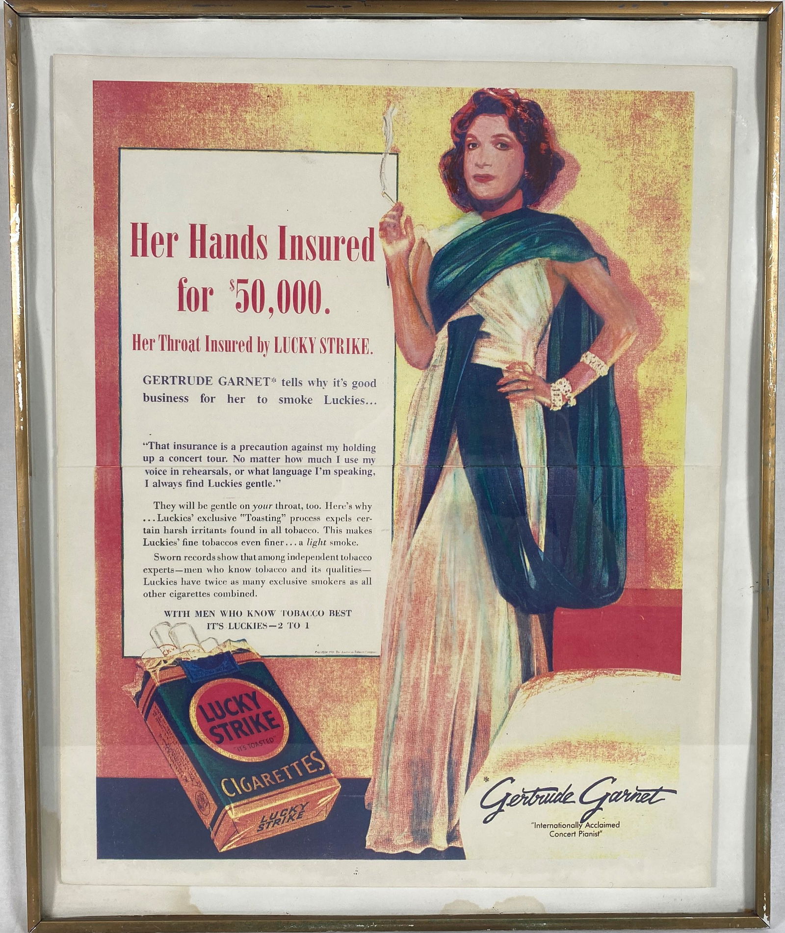 Vintage Gertrude Garnet Lucky Strike Cigarettes Poster (1 of 4)
