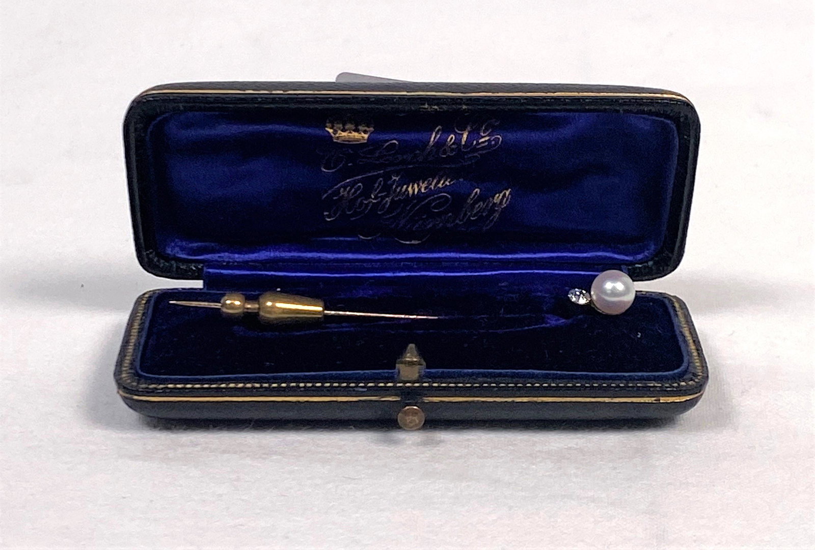Antique 14K Gold Stick Pin Pearl Diamond (1 of 10)