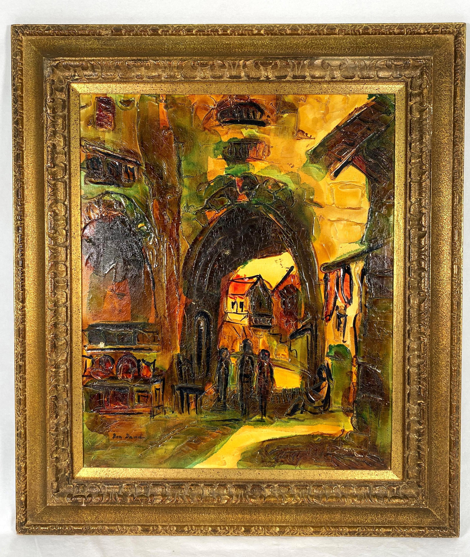 Ben David Oil on Canvas Painting Israel Urban Figural (1 of 8)