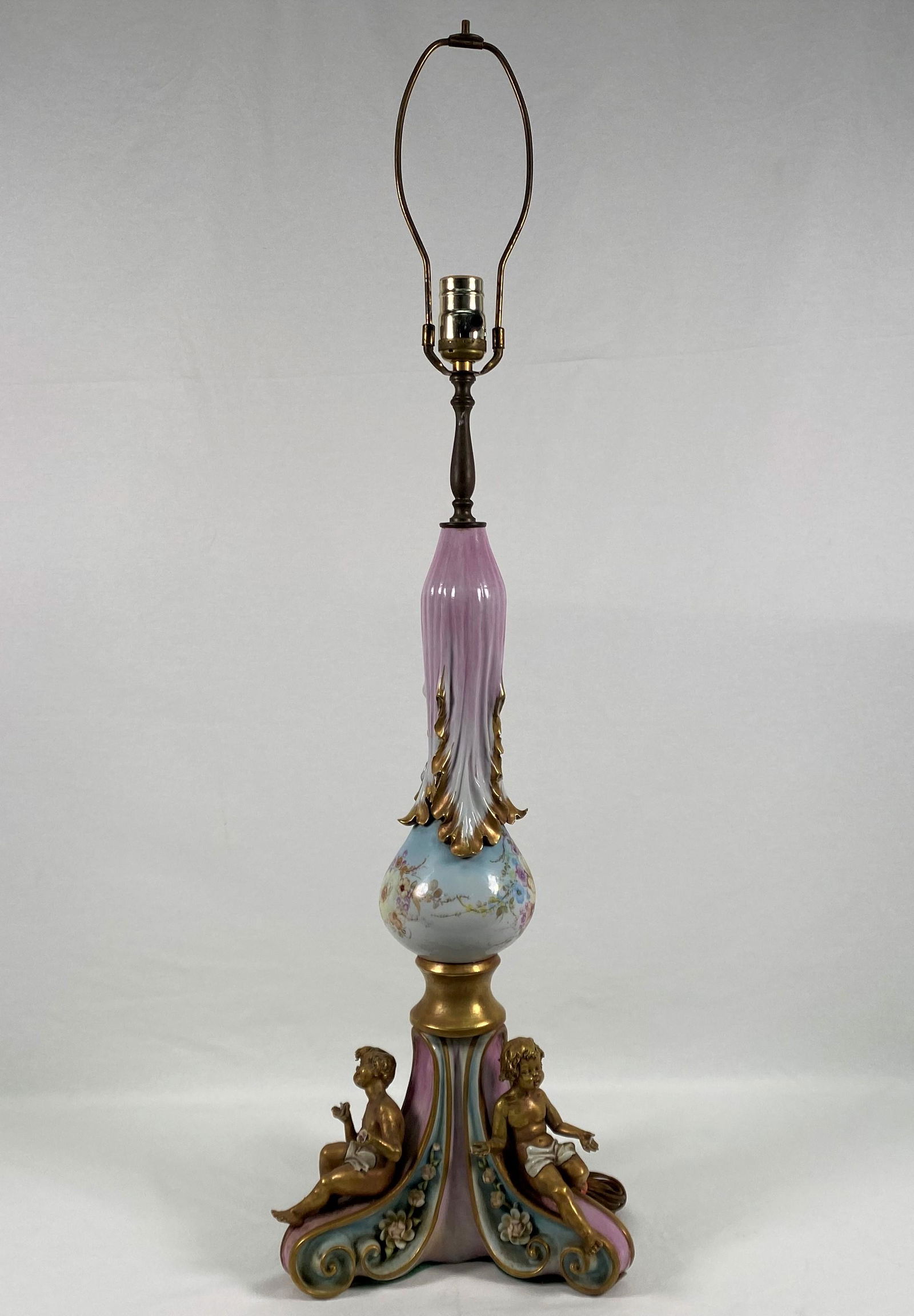 D. Bonalberti Large Porcelain Table Lamp with Cherubs (1 of 10)