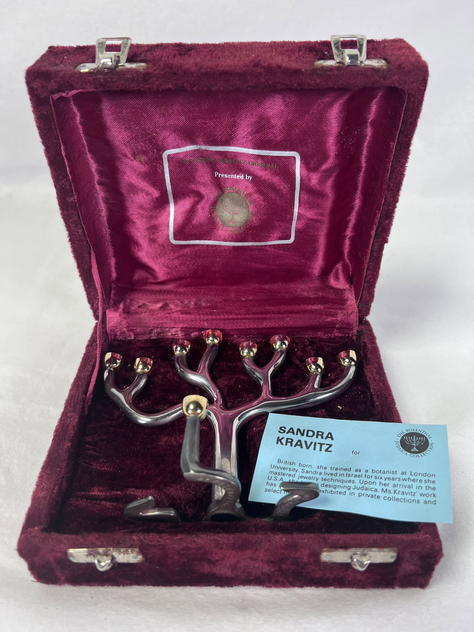 Judaica Sandra Kravitz Tree of Life Hanukkah Menorah: Sandra Kravitz Rosenthal Judaica Brass Tree Menorah in Original presentation Case Its Great Jewish Presentation Hanukkah Menorah It Is Very Unique Menorah That Was Made In Limited Edition In Very Prof