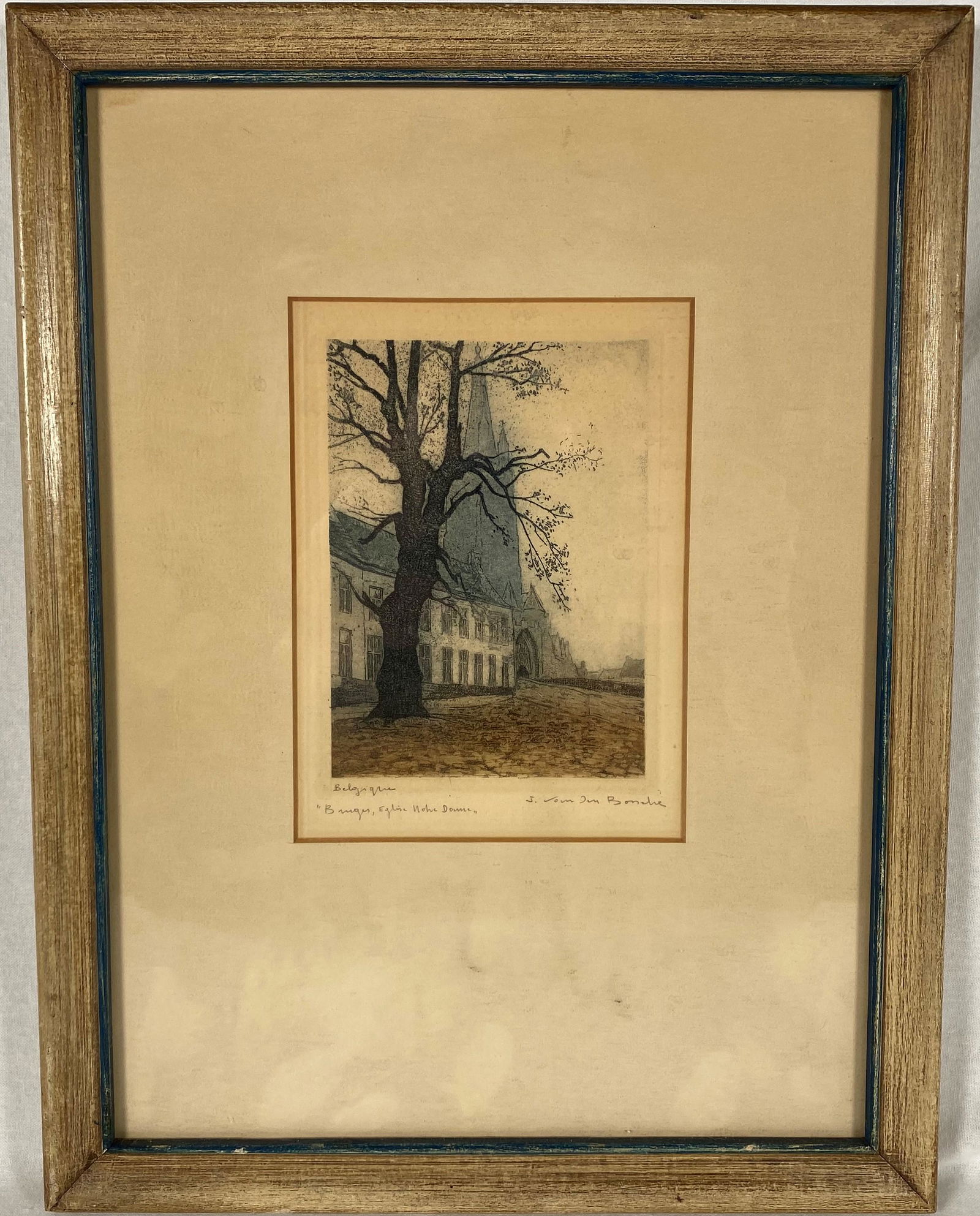 19th c. Belgian Colored Etching Artist Signed (1 of 6)