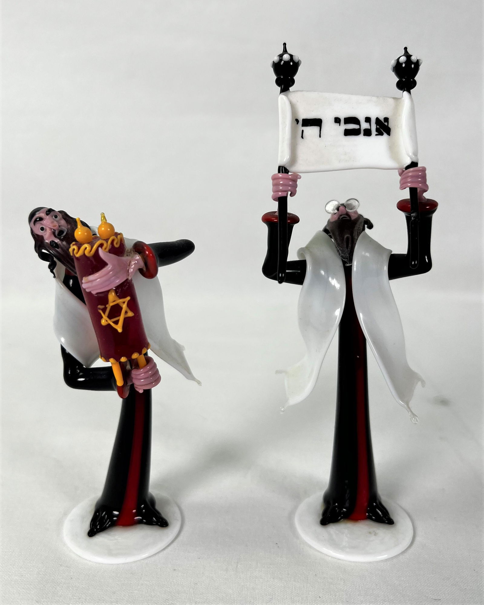 Judaica Gianni Toso Pair of Blown Venetian Glass Rabbi (1 of 11)