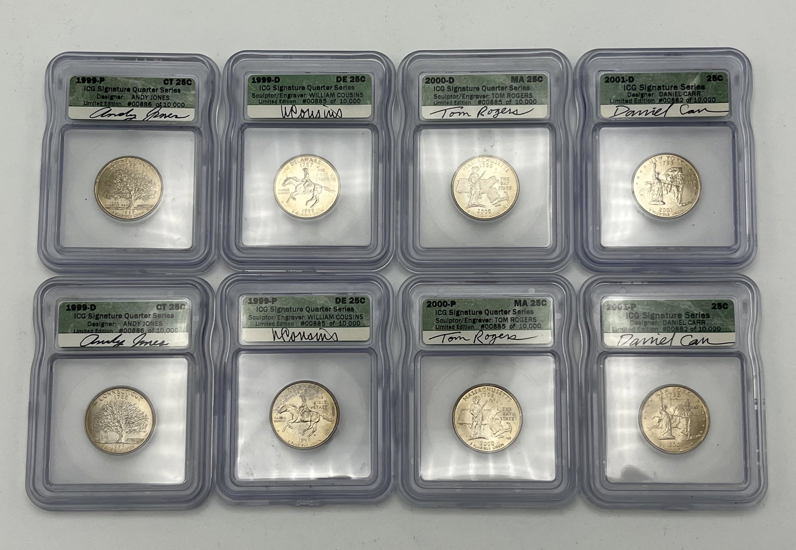 Lot of 8 ICG Graded Signature Quarter Series Silver (1 of 2)