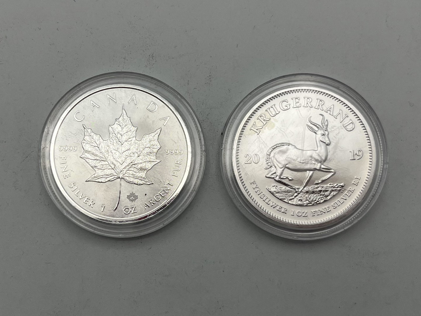 2019 Krugerrand & 2019 Canada Maple Leaf 1oz Silver (1 of 2)