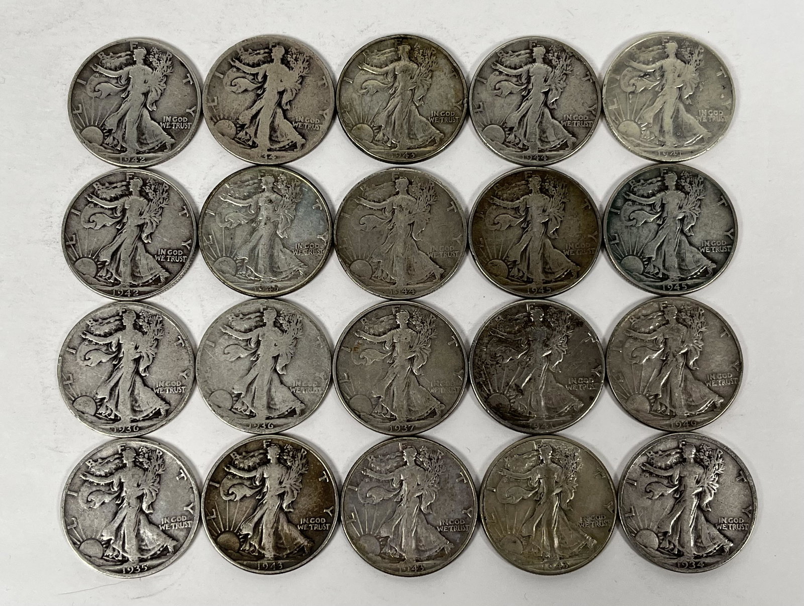 Lot of 20 90% Silver U.S. Walking Liberty Half Dollars (1 of 2)