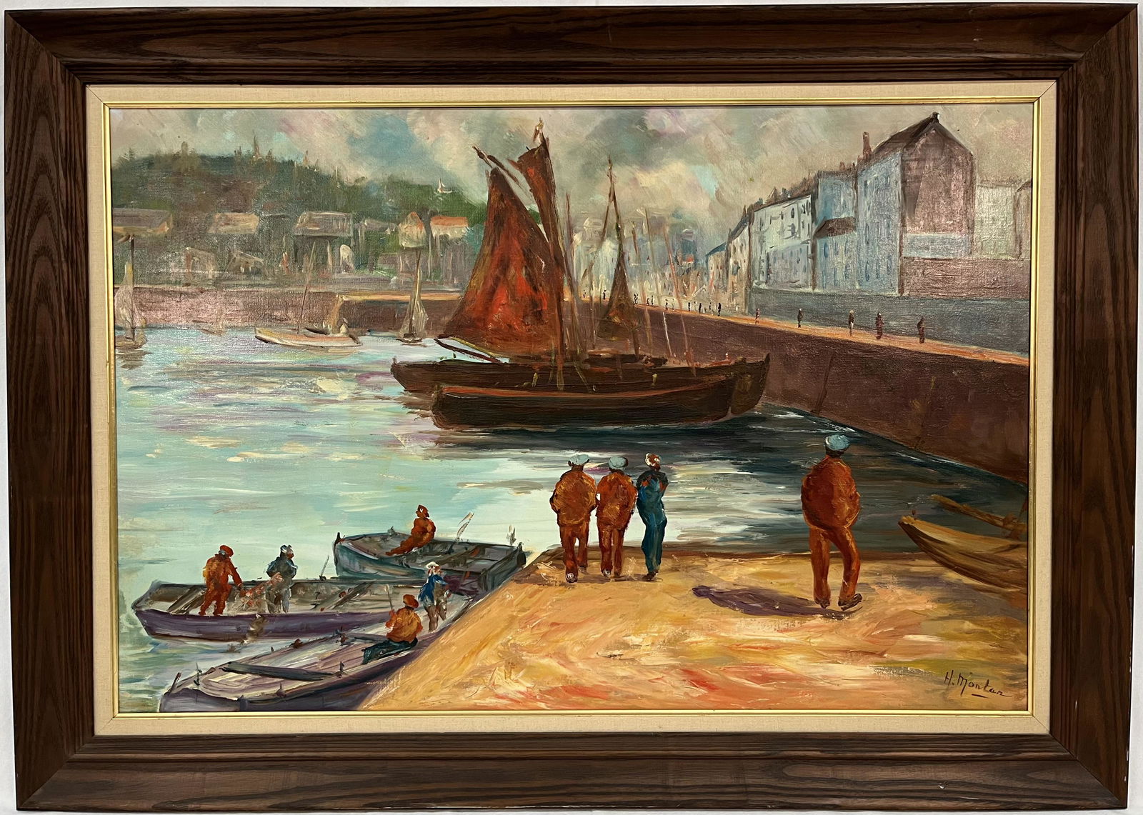 Boatyard Oil on Canvas Signed (1 of 5)