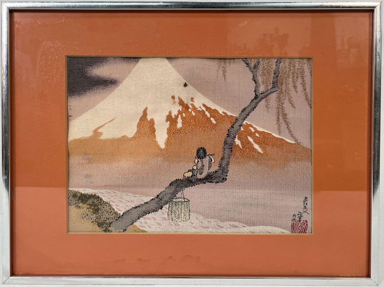 Japanese Silk Painting Mount Fuji (1 of 4)