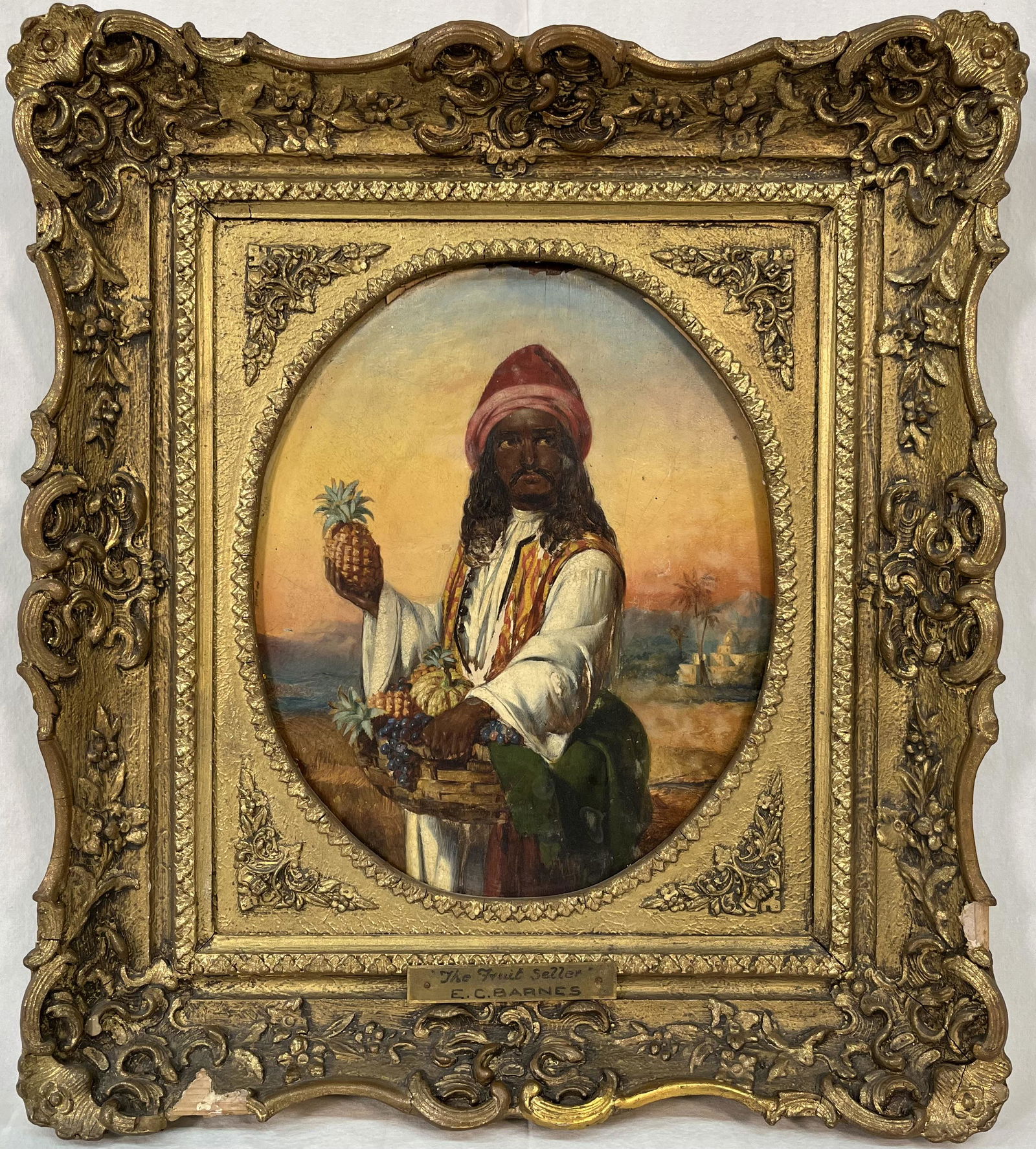 Edward Charles Barnes (British 1830-1882) Oil Painting "The Fruit Seller" (1 of 6)
