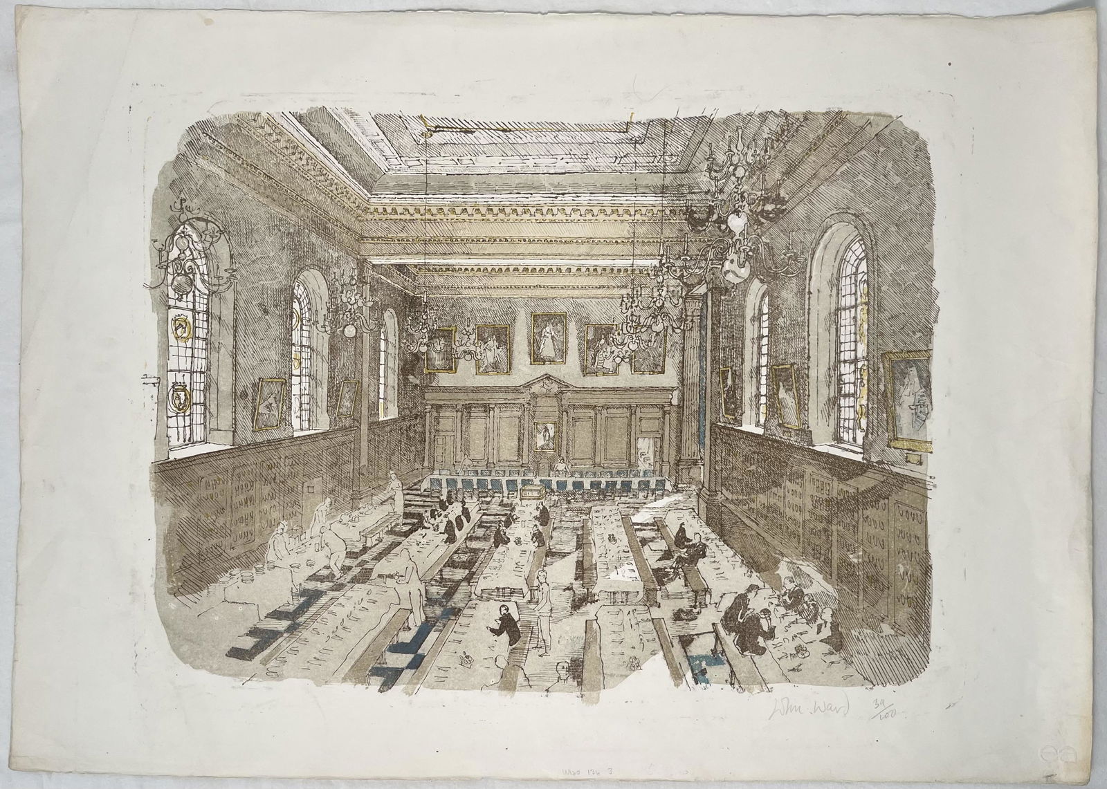 John Stanton Ward (British 1917-2007) Etching "Inner Temple Hall" (1 of 5)