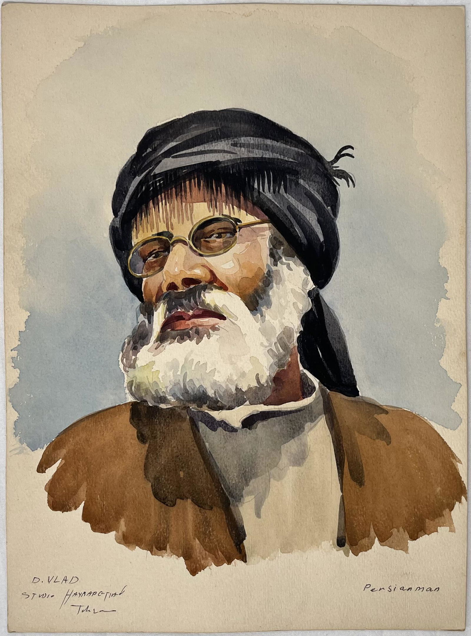 Ali Chitsaz Watercolor Portrait "Persian Man" (1 of 4)