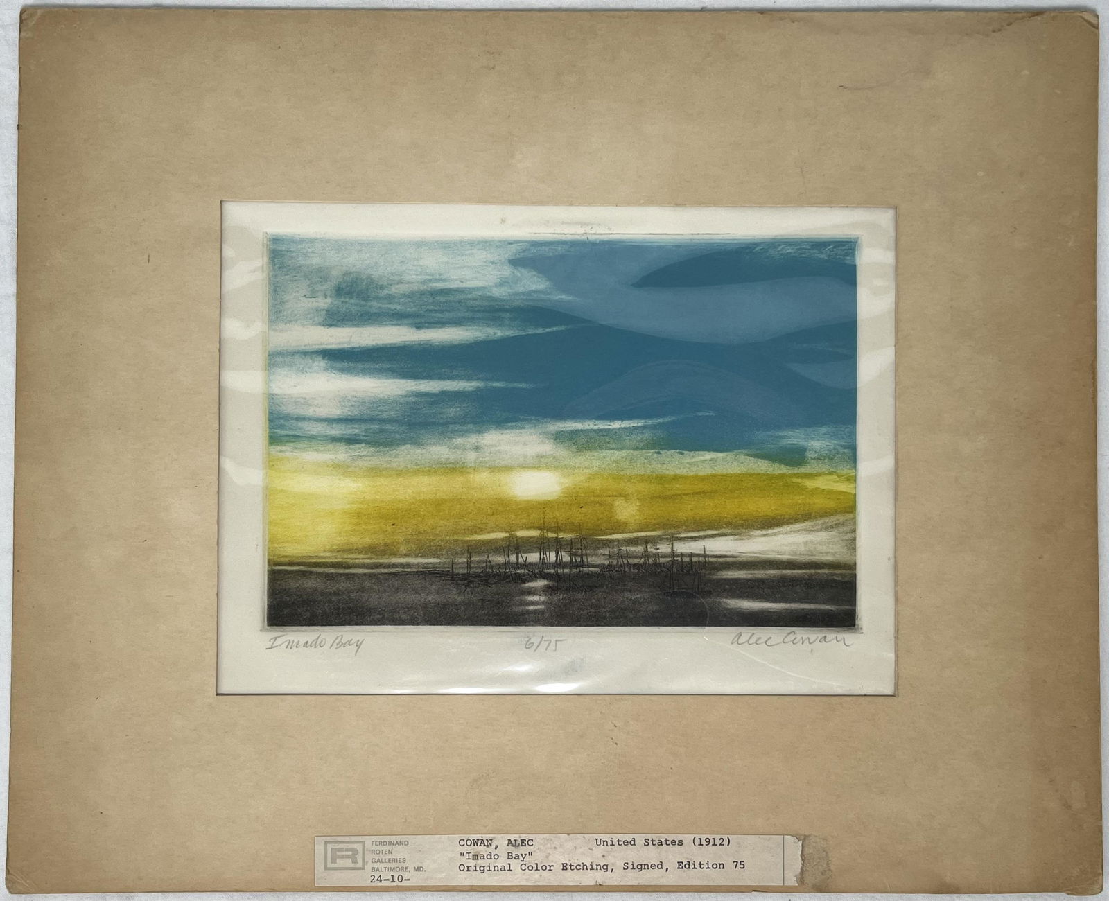 Alec Cowan (1912-1985) Etching "Imado Bay" (1 of 7)