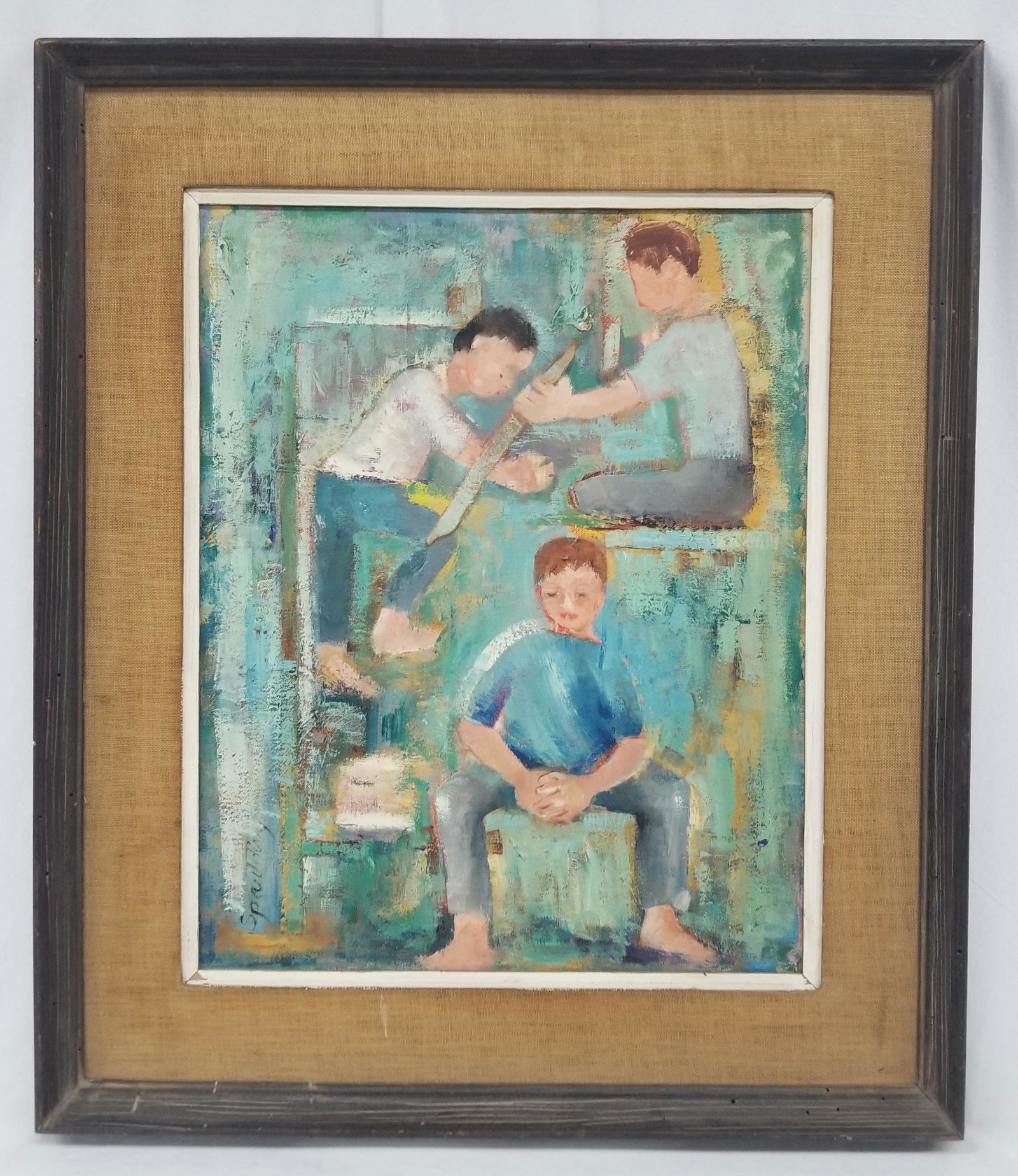 Henry Plympton Spaulding (1868-1938 American) Three Boys Oil on Canvas (1 of 8)