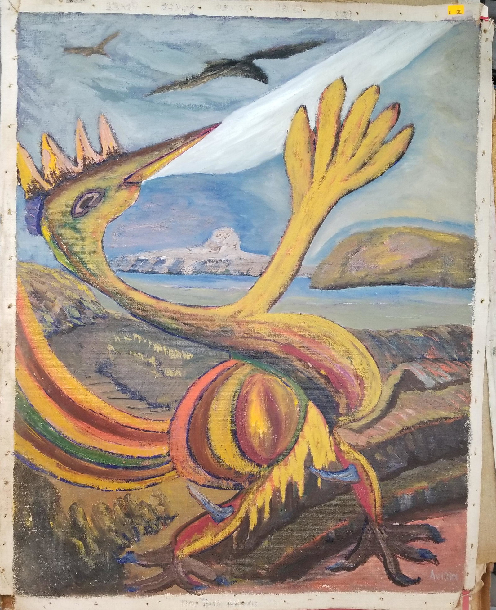 Joachim Aviron (1903-? Russian) Surreal Abstract Landscape Oil Painting (1 of 9)