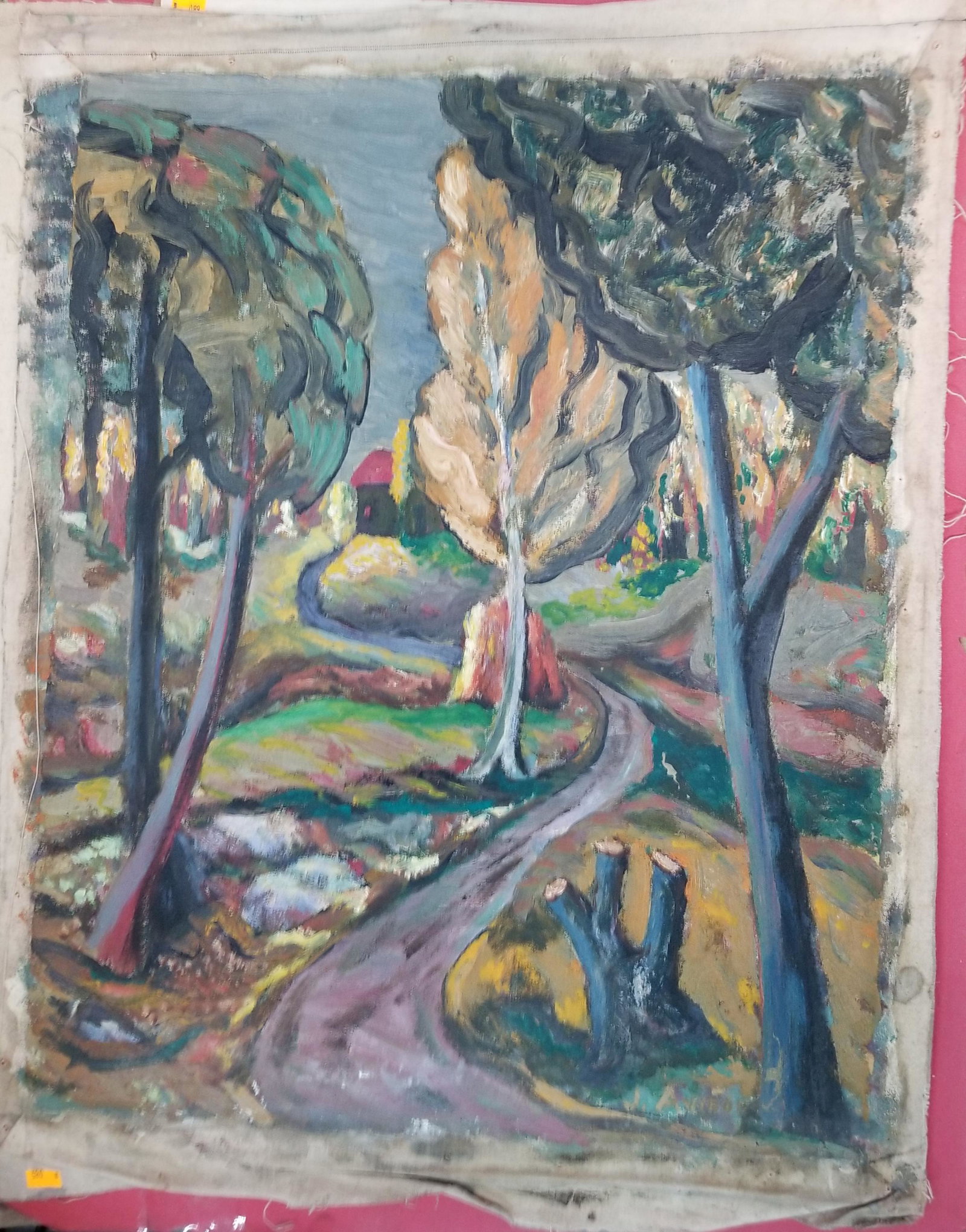 Joachim Aviron (1903-? Russian) Surreal Abstract Landscape Oil Painting (1 of 7)