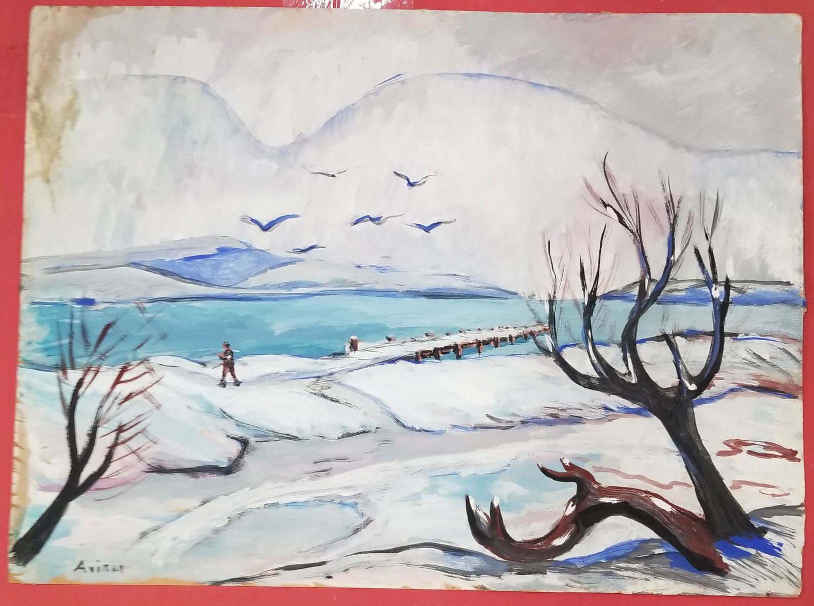 Joachim Aviron (1903-? Russian) Abstract Mixed Media Watercolor on Paper (1 of 6)