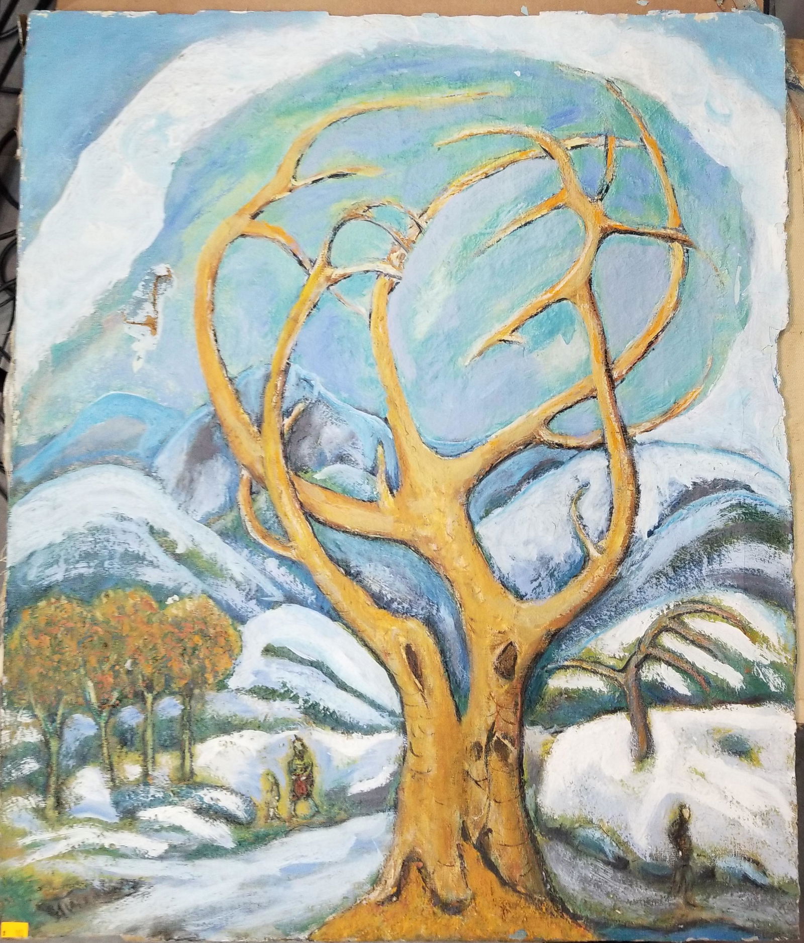 Joachim Aviron (1903-? Russian) Surreal Abstract Landscape Oil Painting (1 of 8)