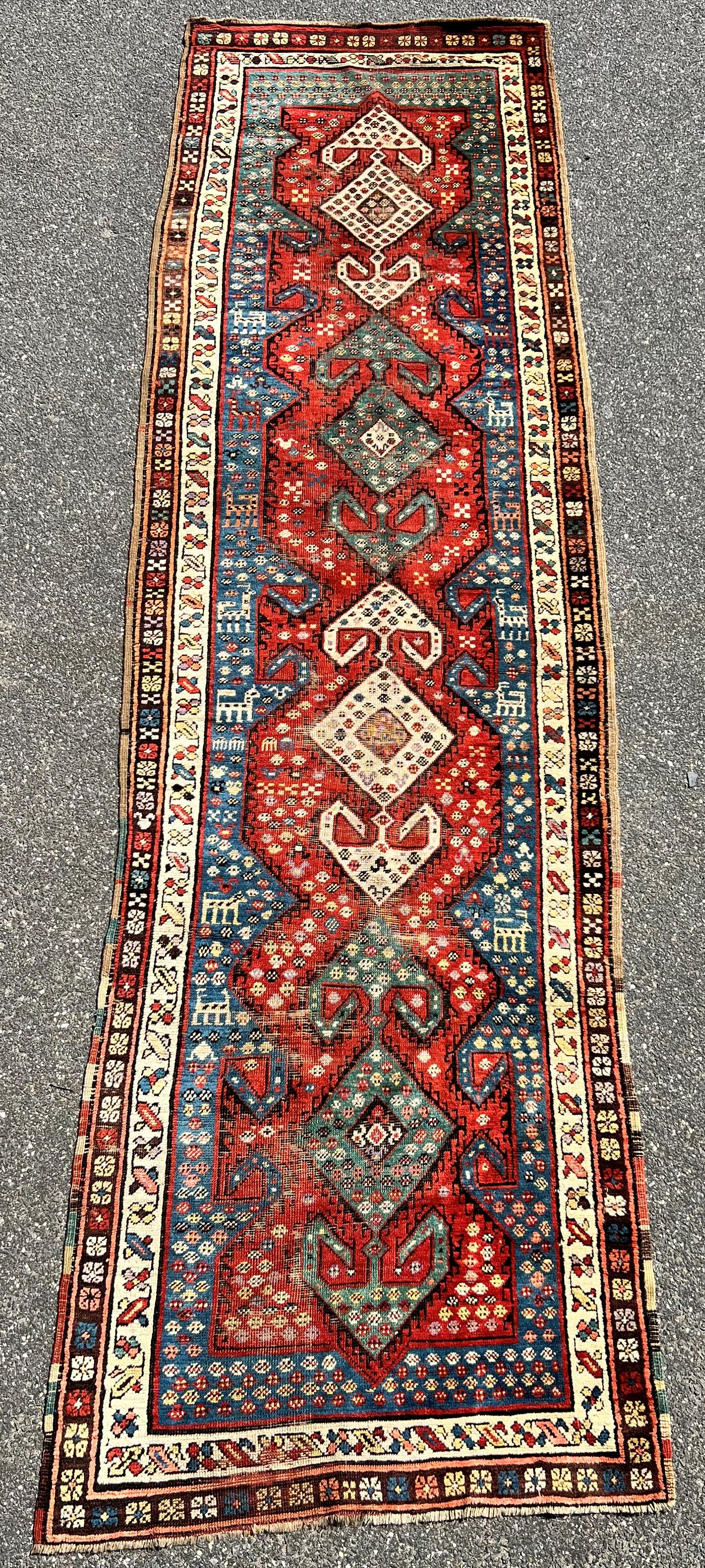 Afghan Super Kazak Handmade Wool Running Rug (1 of 15)