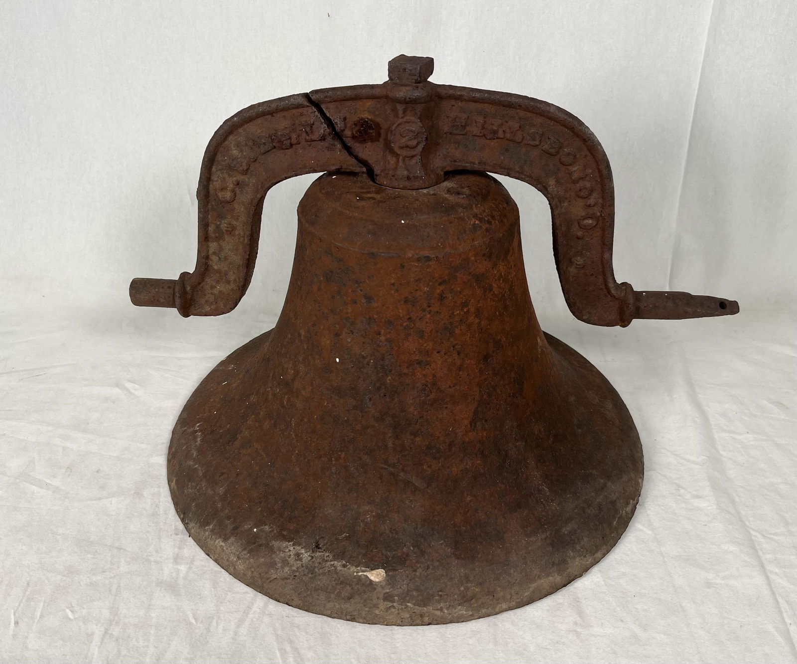 Iron Plantation Bell by C.S. Bell, Hillsboro, OH: 19th Century Cast Iron Plantation Bell by C.S. Bell, Hillsboro, OH by Charles Singleton Bell, Hillsboro, Ohio, 1875-1882 Marked "CS Bell Hillsboro" on the support 16.25" D x 13" H Faamily North School