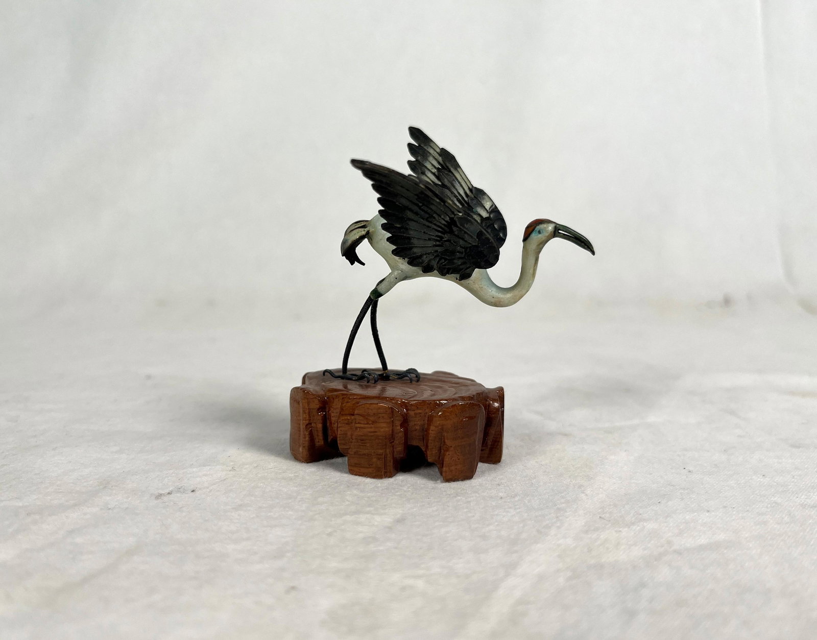 Chinese Silver & Enamel Cloisonne Filigree Crane Sculpture (1 of 8)