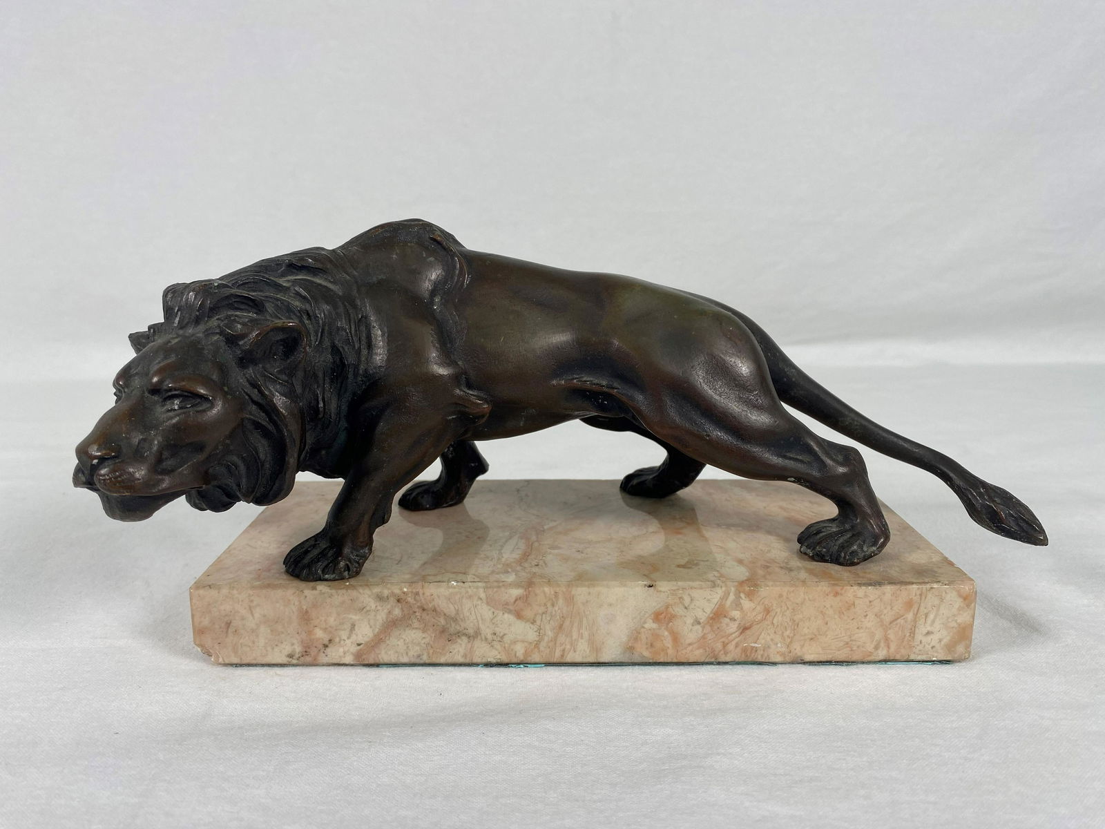 Bronze Lion Sculpture on Marble Base (1 of 6)