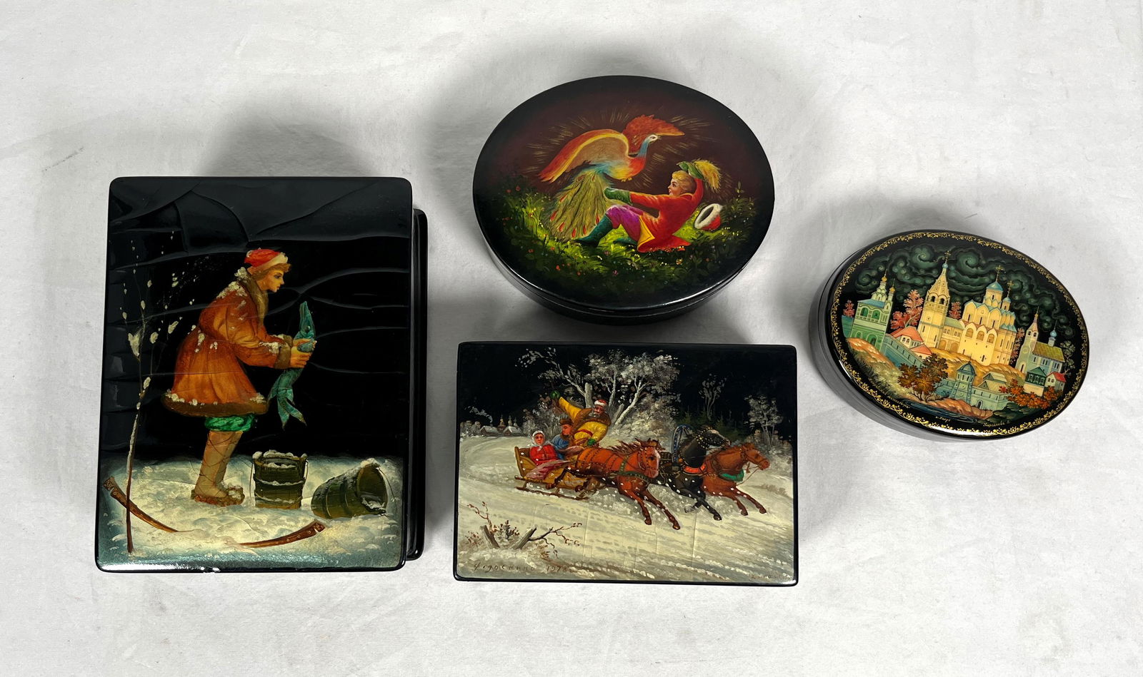 Hand Painted Russian Lacquer Box Lot of 4 (1 of 11)
