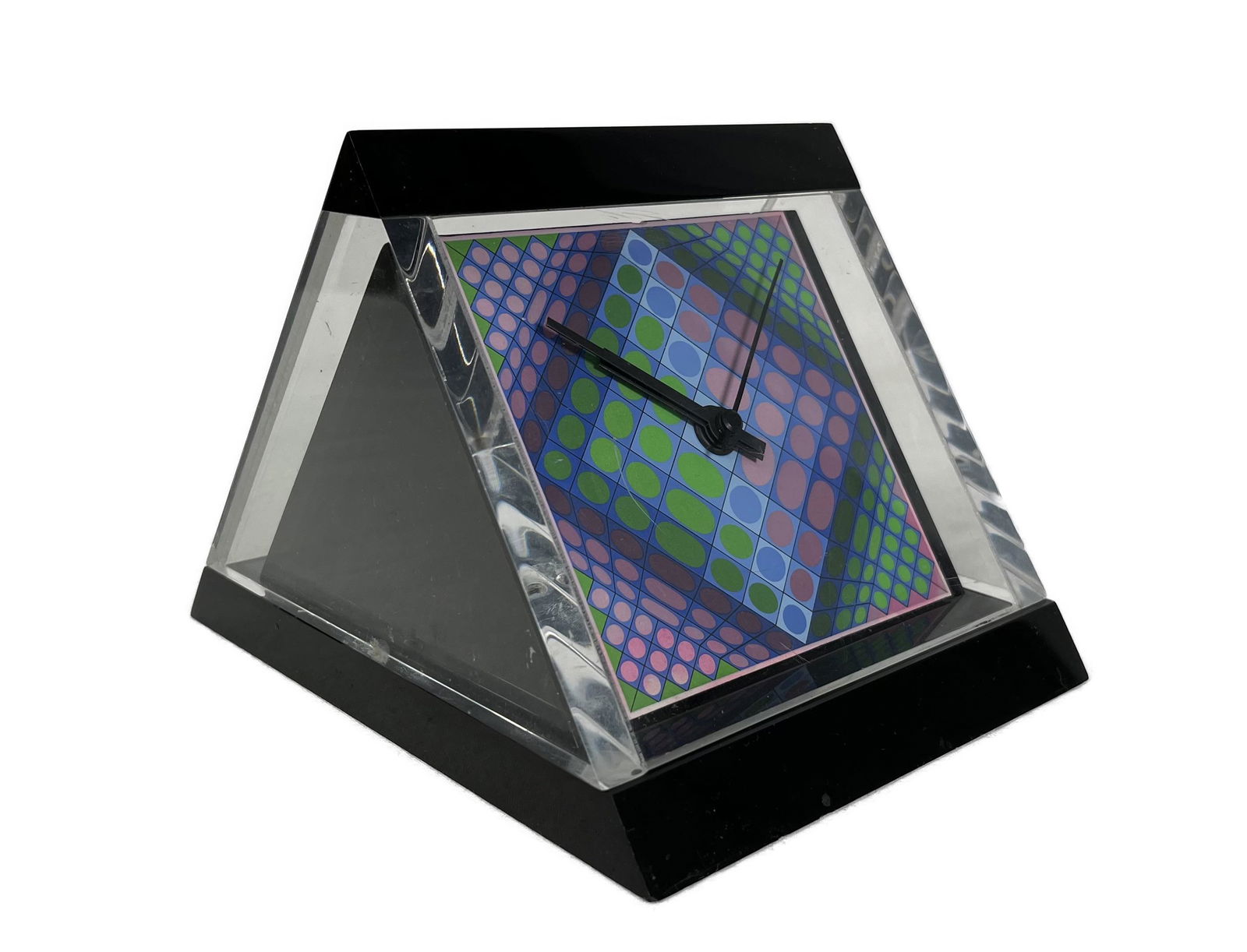 Victor Vasarely OP Art Lucite Encased Clock 1970's MCM (1 of 8)