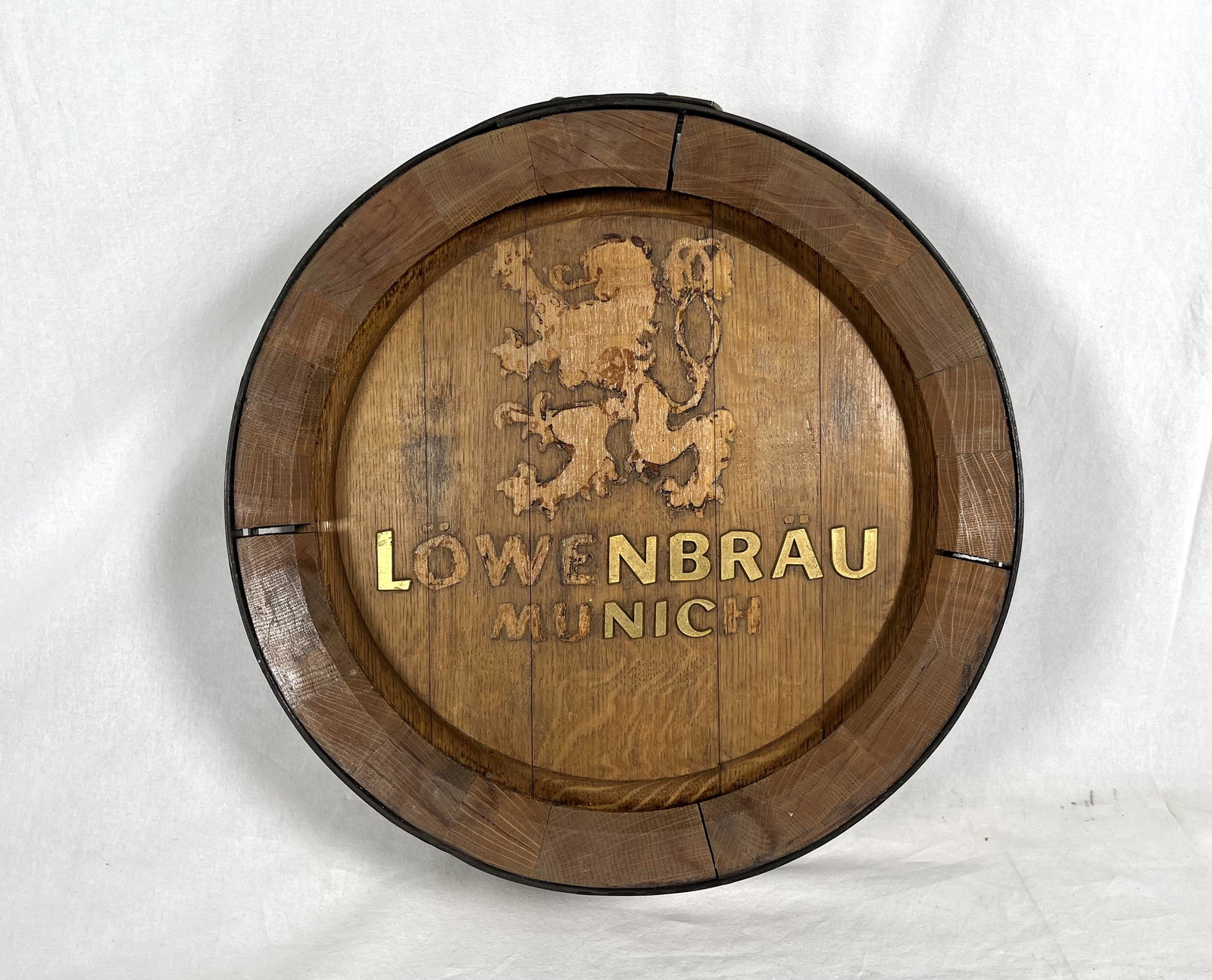 Lowenbrau Munich Beer Barrel Keg End Sign (1 of 3)