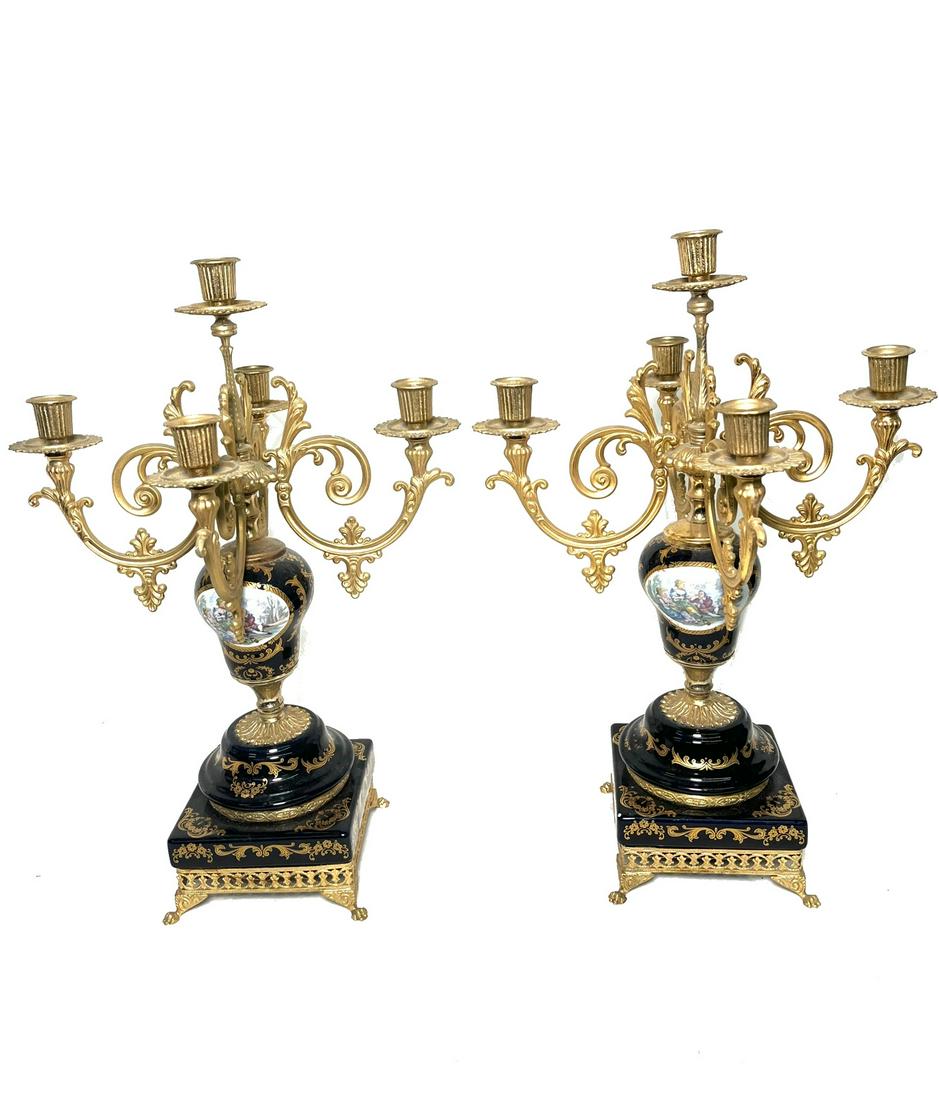 20th c. Cobalt Blue Baroque Style Candelabra Pair (1 of 7)