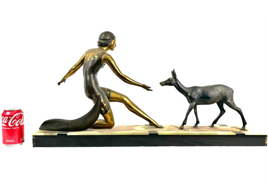 Art Deco Bronze Sculpture on Onyx Marble Base (1 of 7)