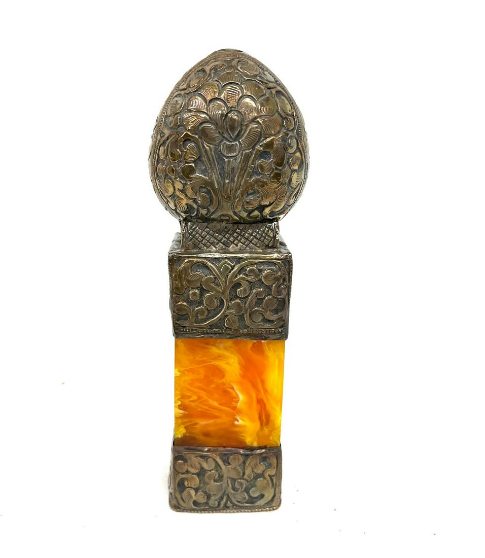 Antique Chinese Silver Mounted Amber (1 of 7)