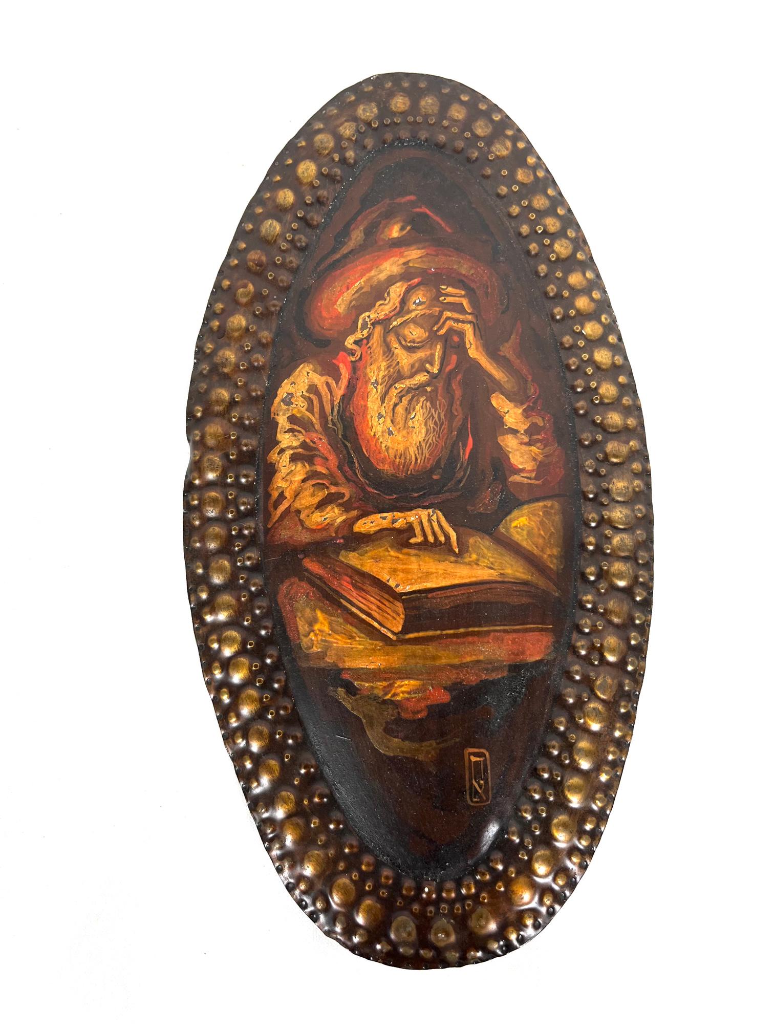 Oil on Copper Judaica Painting Signed (1 of 4)