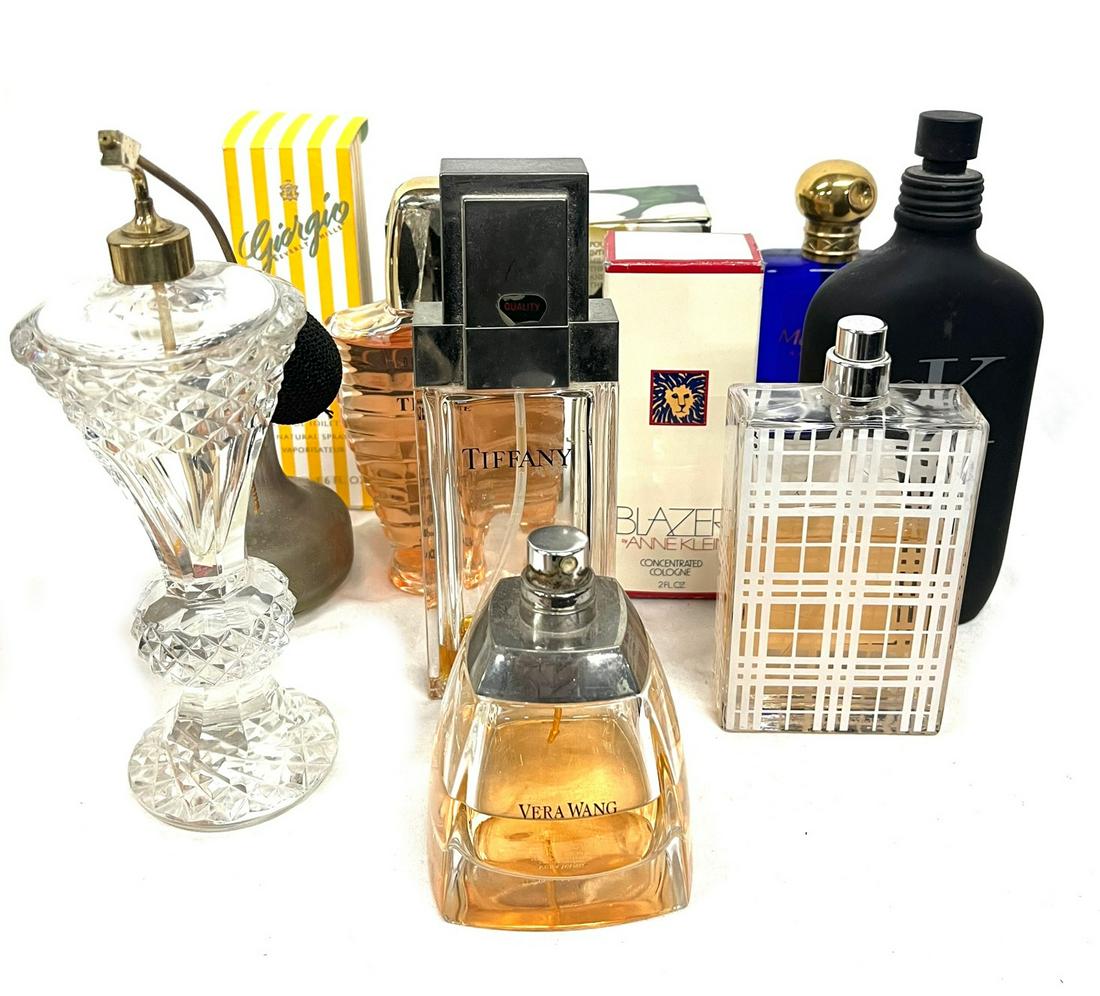 Vintage Designer Used Perfume Lot 10+: Vintage Perfume Lot Designer Brands Such as Tiffany Co. Calvin Klein CK Vera Wang Burberry Comes with fancy Crystal Perfume Bottle atomizer Used Perfumes Various sizes please Refer to photos Out of Ne