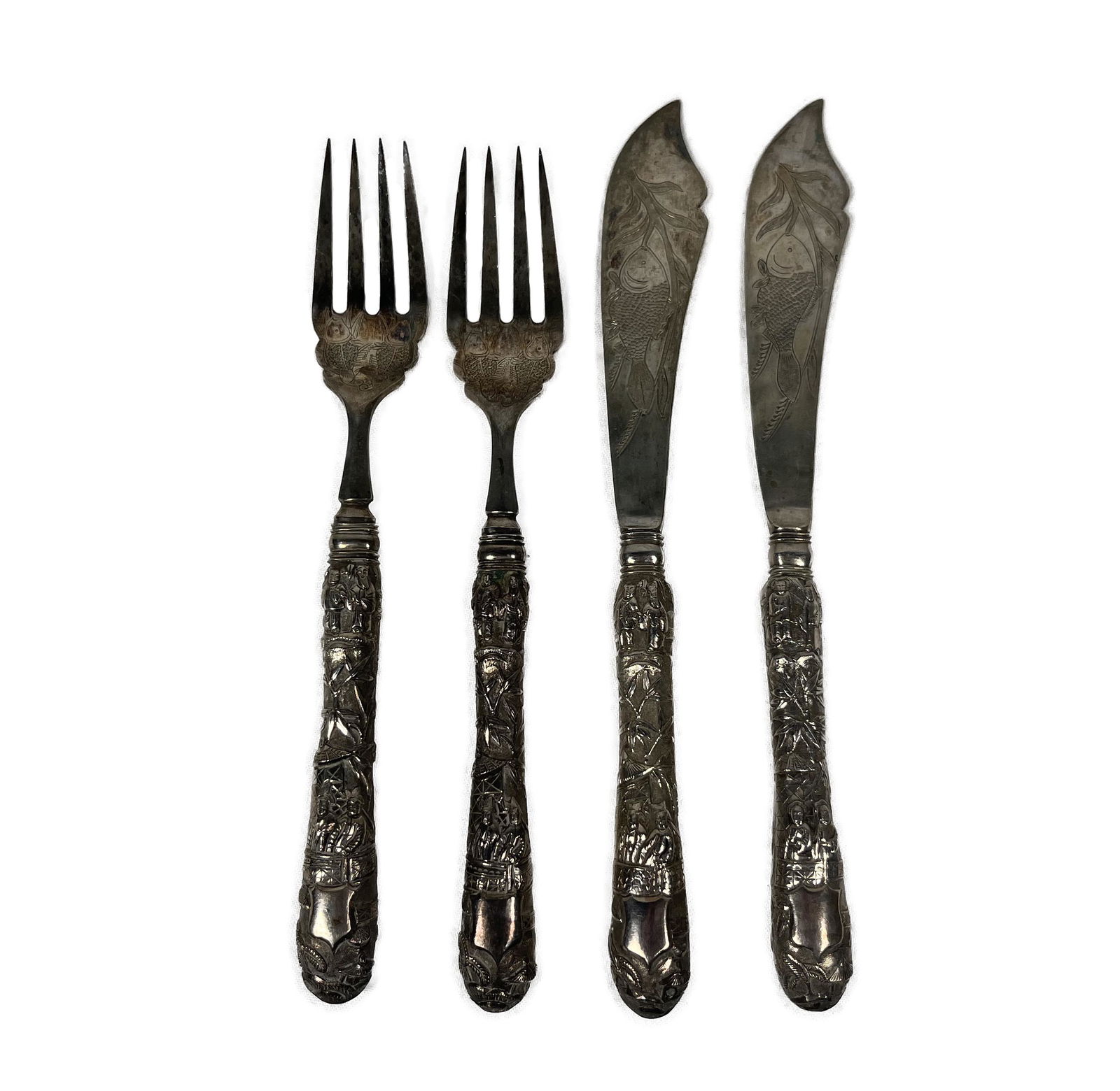 Chinese Export Silver Fish Set (1 of 6)