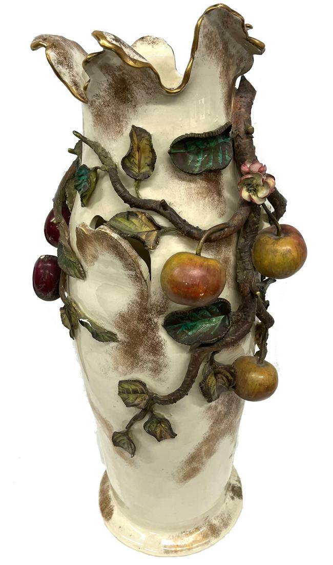 Monumental Amphora Style Fruit Applied Vase (1 of 6)
