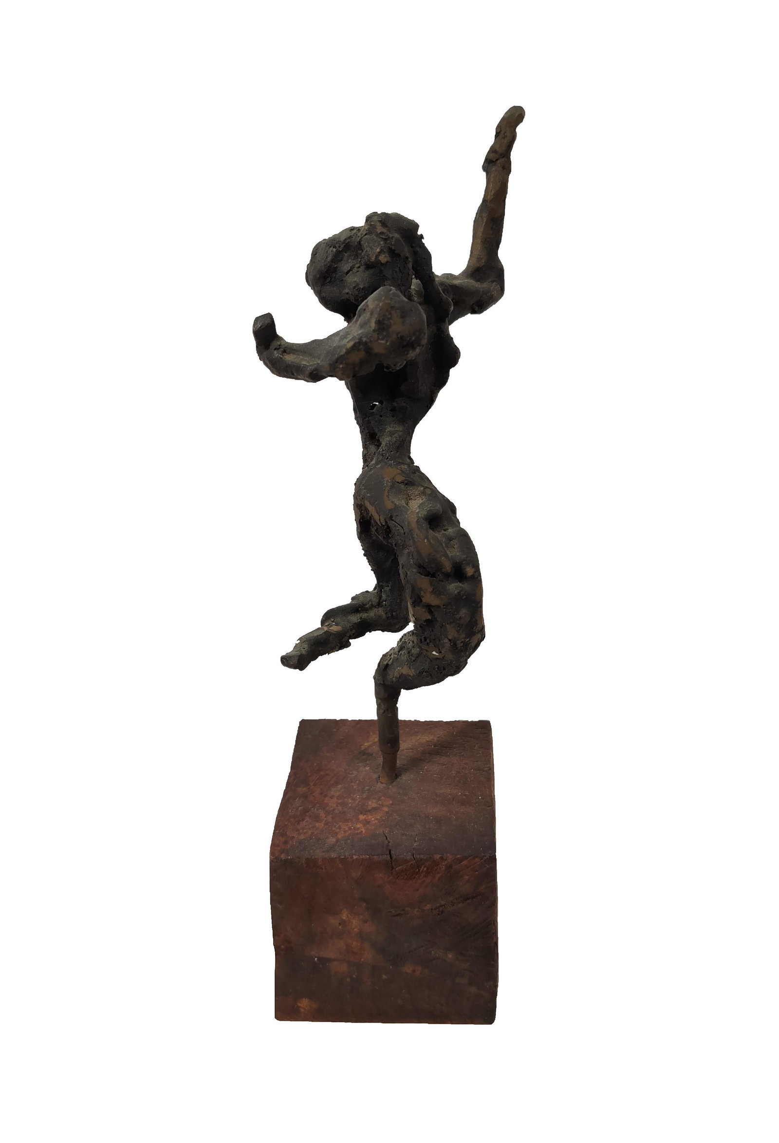 Abstract Bronze Figure Sculpture: Abstract Bronze Impressionist Nude Figural Sculpture on Wooden Base Decorative Piece of Art 11" H x 3.5" W approx in overall good condition Please look at Photos Closely Out Of A New York City Estate
