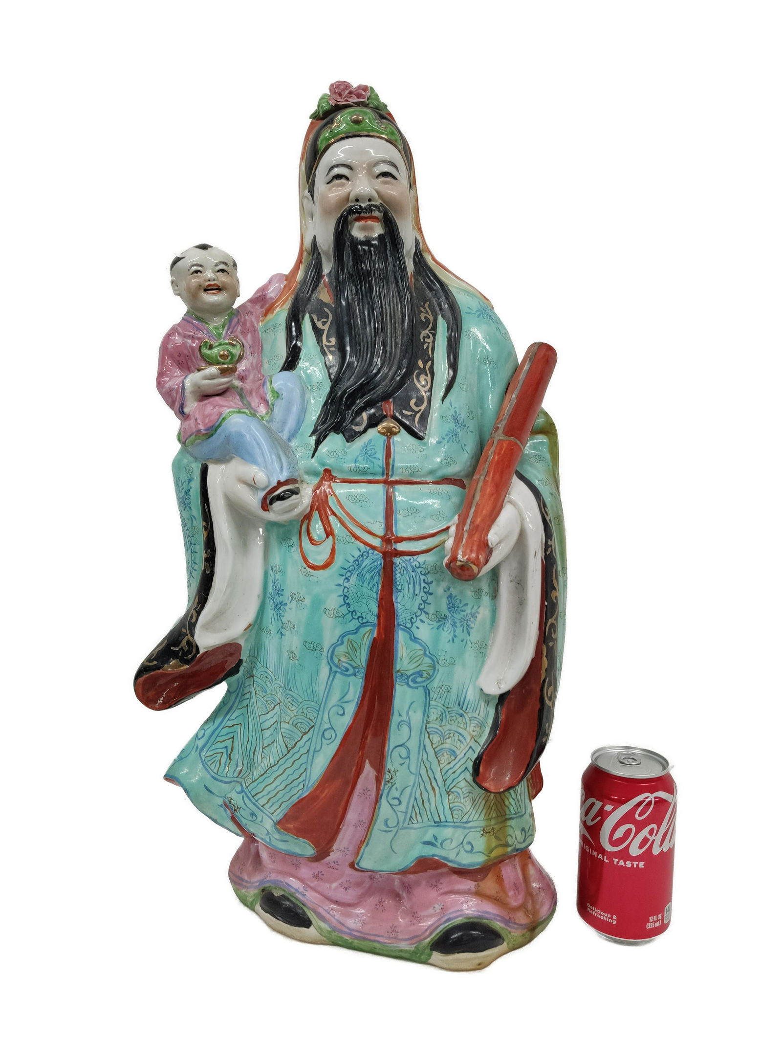 Antique Chinese Wise Man & Child Statue (1 of 6)
