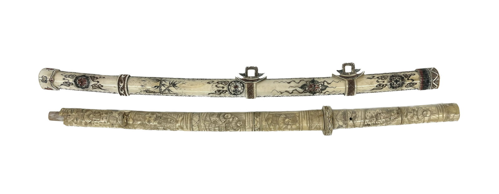 Antique Japanese Bone Samurai Sword with Scabbard: Antique Japanese Bone Samurai Sword with Two Scabbard Out of a New York City Estate