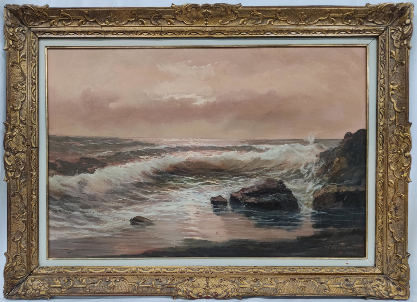 G Mazetti Seascape Oil on Canvas Painting: G Mazetti ( Italian 20th Century ) Mediterranean Seascape Oil on Canvas Painting Impressionist Italy 31.75" H x 43.5" L Canvas 24" H 36" L Artwork is in Overall Good Condition Please look at Photos Cl