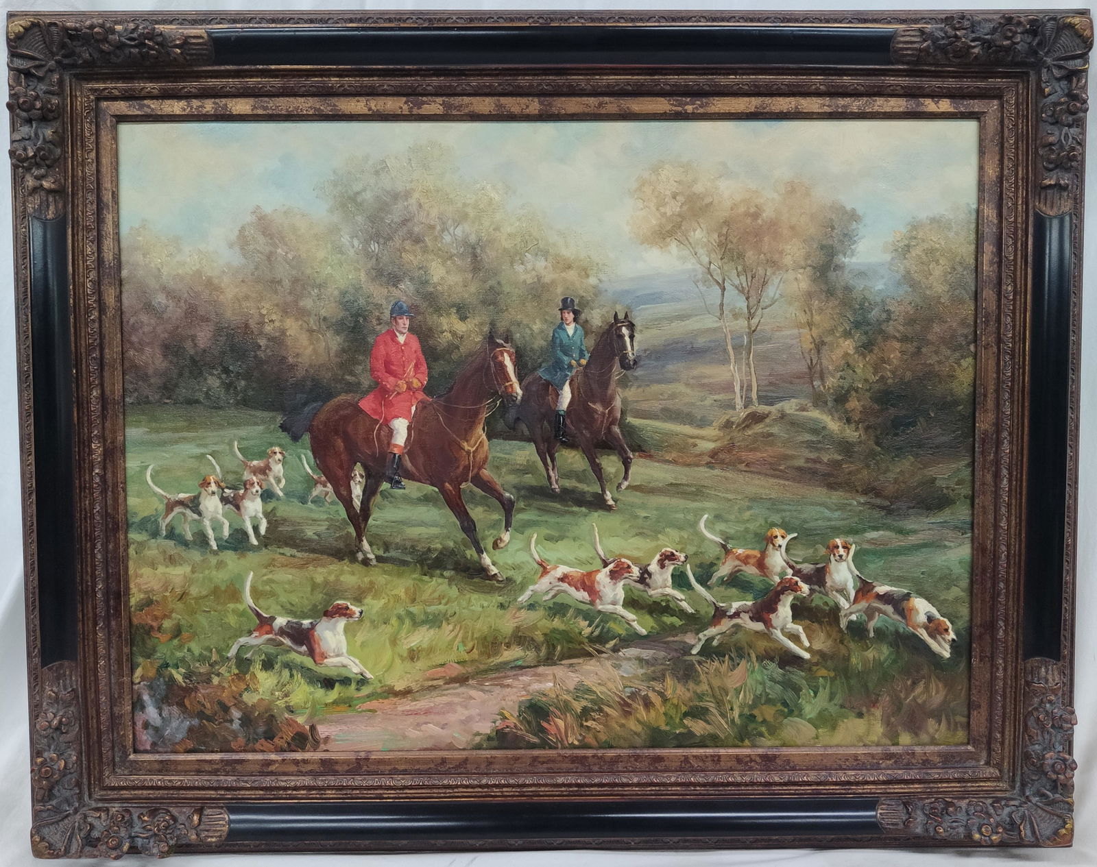 Salvator Domingo Fox Hunt Oil on Canvas Painting (1 of 3)