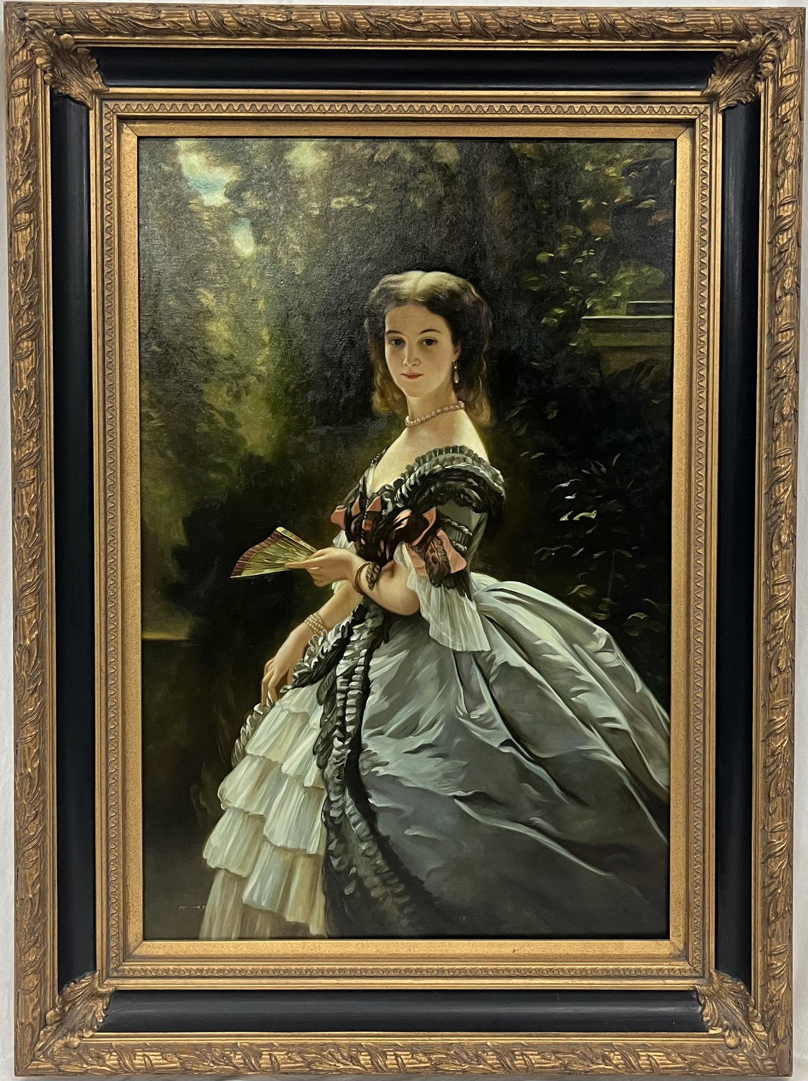 Princess Elizabeth Portrait Oil on Canvas Signed: Elizabeth of Bavaria Empress of Austria Princess Elizabeth Esperovna Belosselsky Portrait Oil on Canvas Painting Signed K. Meyer Lower Left Belosenky Aristocratic Woman in style of Franz Xaver Winterh
