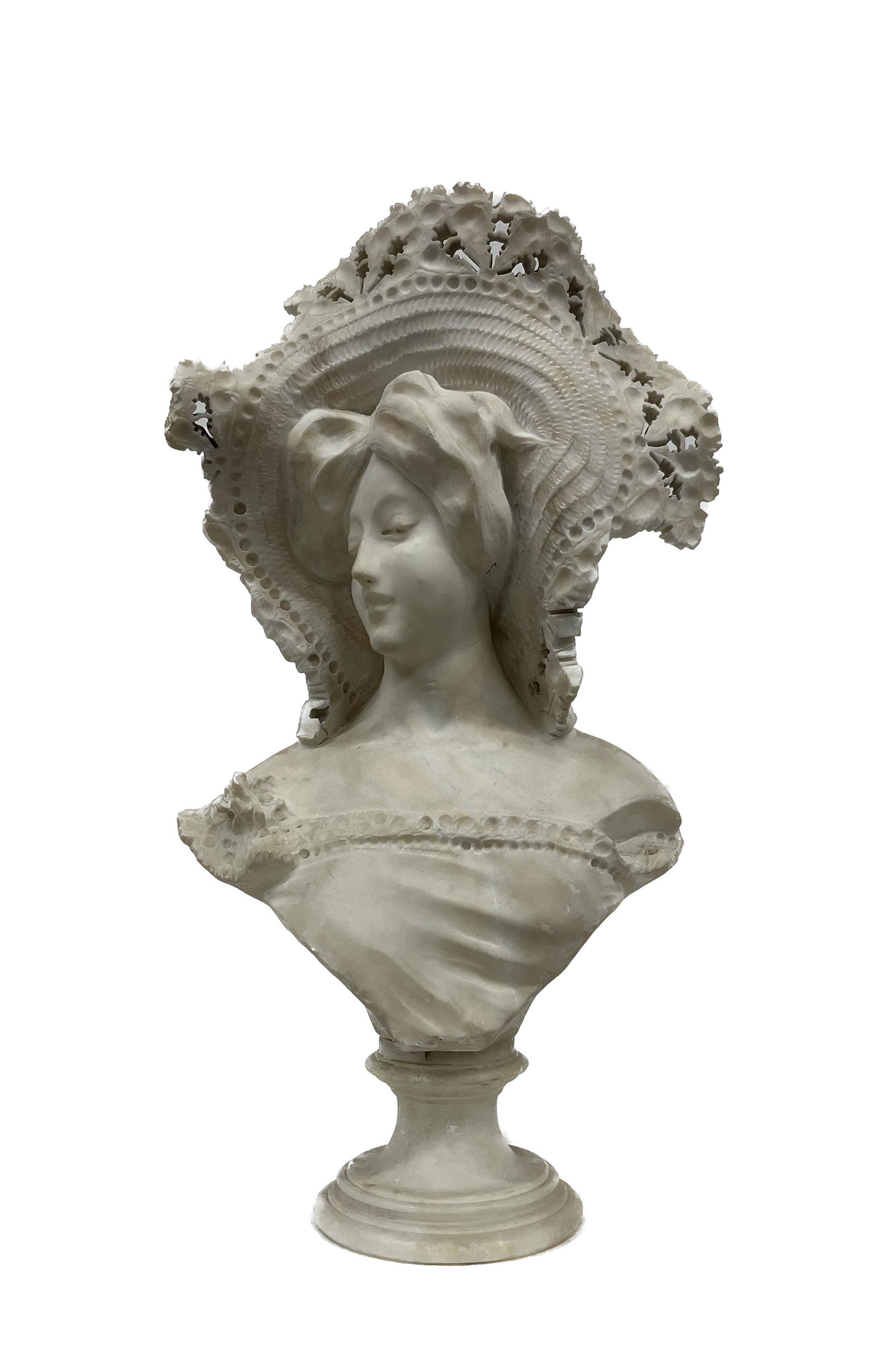 Adolfo Cipriani Art Nouveau Female Marble Bust (1 of 9)