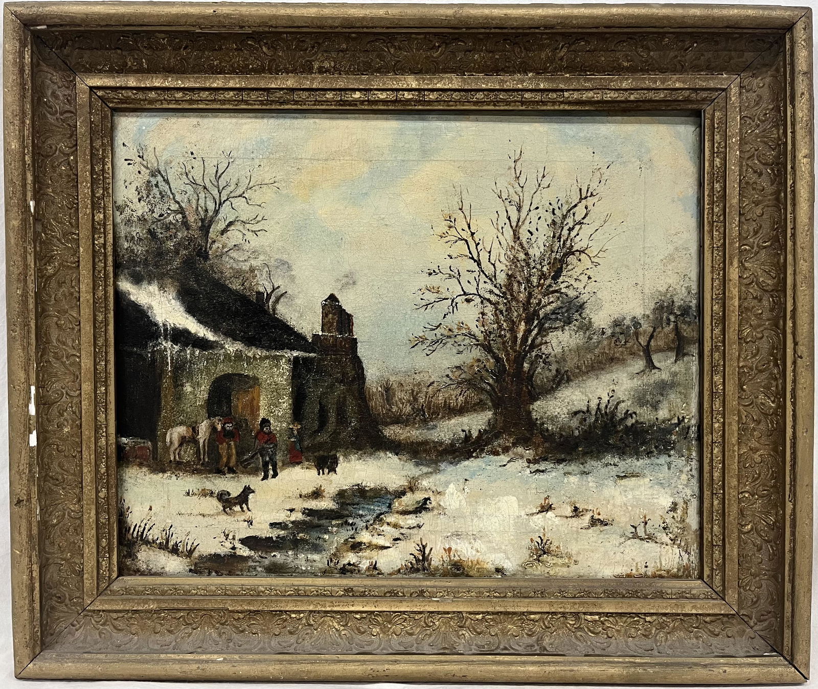 1830's English Primitive Oil on Canvas (1 of 3)